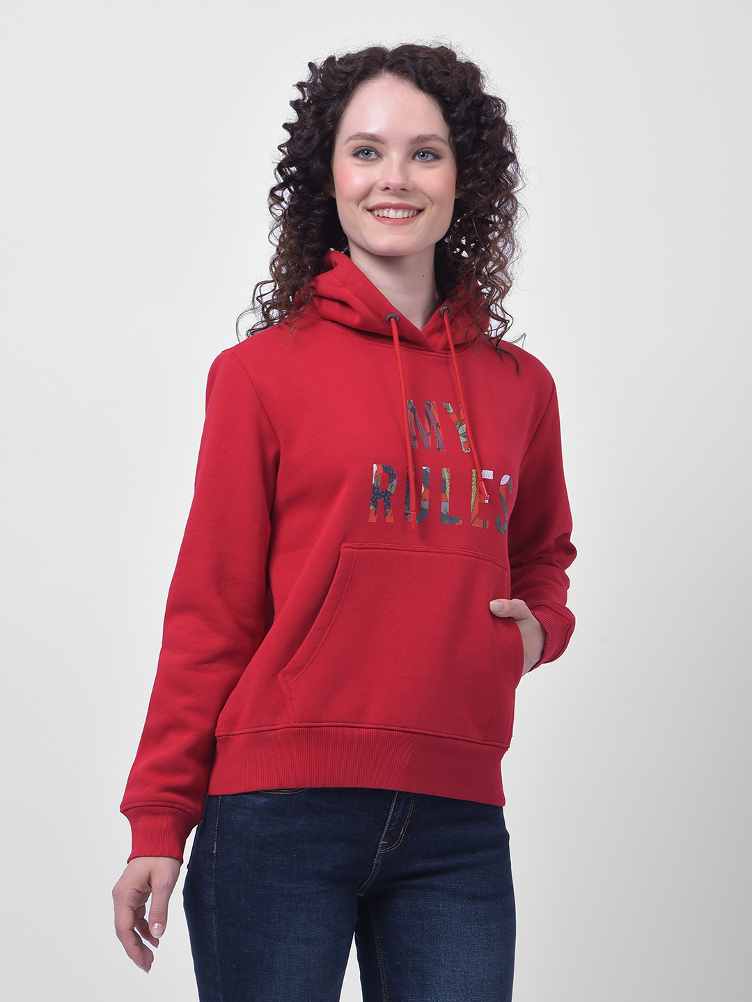 Numero Uno Women Red Graphic Hoodie